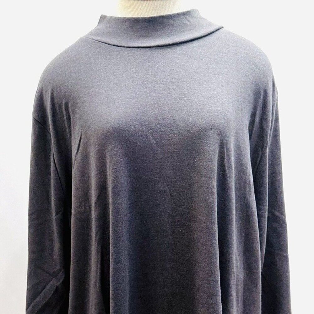 NWT CROFT & BARROW Women Long Sleeve Pullover Mock Neck Gray Cotton Shirt Sz 4X